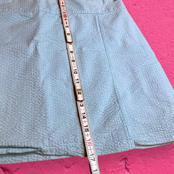 Vineyard Vines Light Turquoise Blue Textured Cotton Stretch Mini Skirt Size 16 - Picture 7 of 9